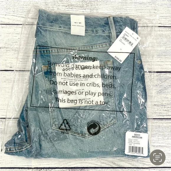 Good American Good Classic Distressed Straight Leg High Rise Jeans Size 12/31 - Picture 12 of 13